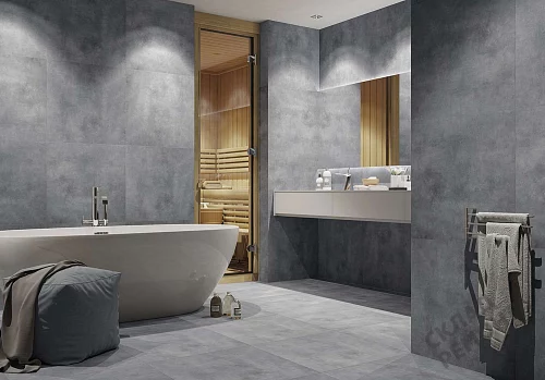 Фото Керамогранит матовый Steppe Ceramics Concrete Antracite серый 600*600*9 – купить в Южно-Сахалинске: цена, описание, фото. Интернет-магазин 3