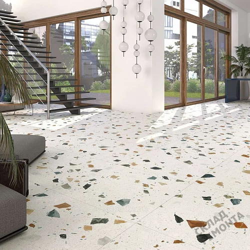 Фото Керамогранит матовый Steppe Ceramics Chips White белый 600*600*9 – купить в Южно-Сахалинске: цена, описание, фото. Интернет-магазин 3